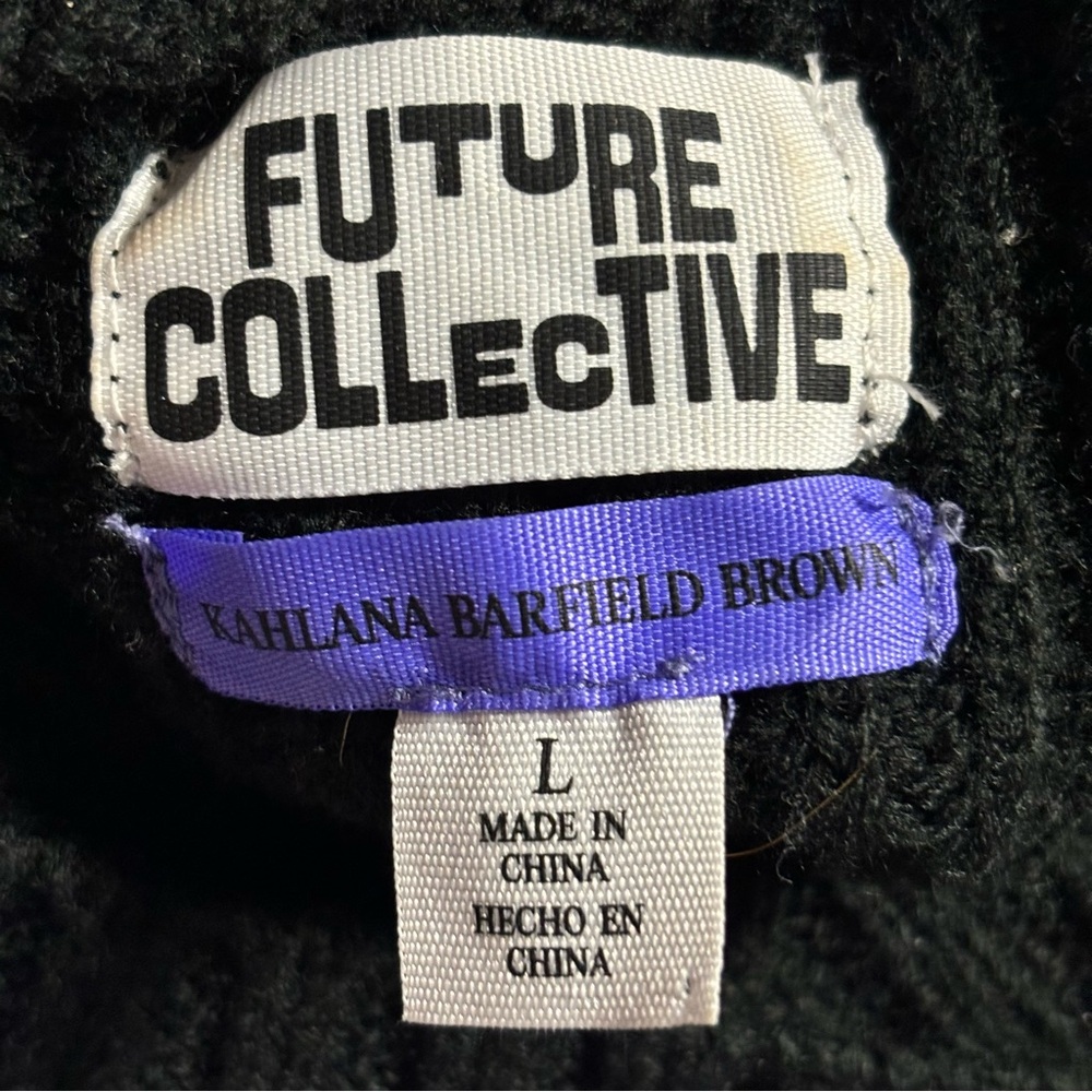 Future Collective Kahlana Barfield Black Neon Stripes Turtleneck LG LIKE NEW - Picture 9 of 14